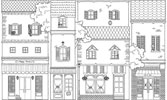 (110) Casas en el calle con impresión blanco